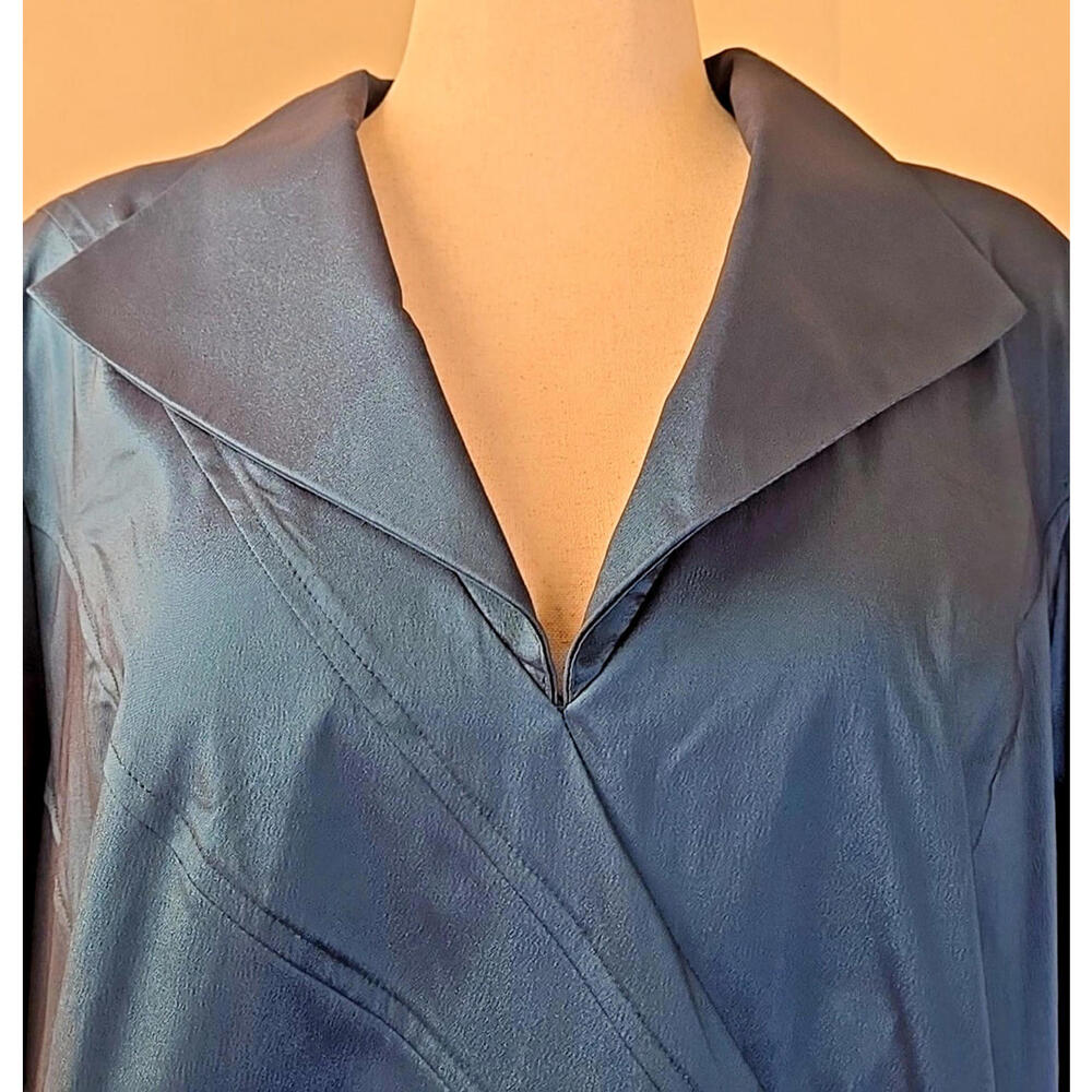 R&M Richards Green Evening Dress Top Mock Wrap Blouse Rhinestone Buttons Sz 20W - Picture 2 of 7